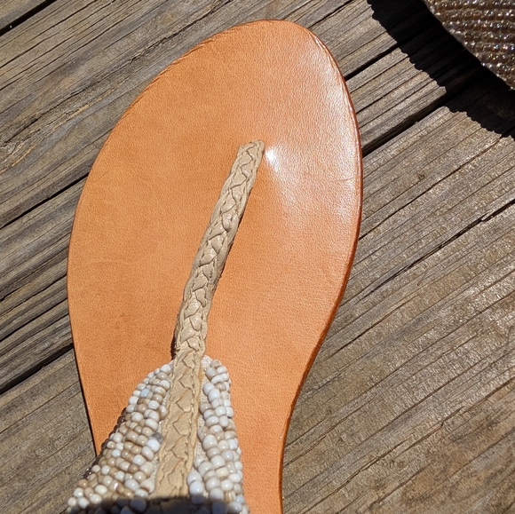 Cocobelle Blue And Silver Beaded Tan Sandals Size 8 - Picture 7 of 8